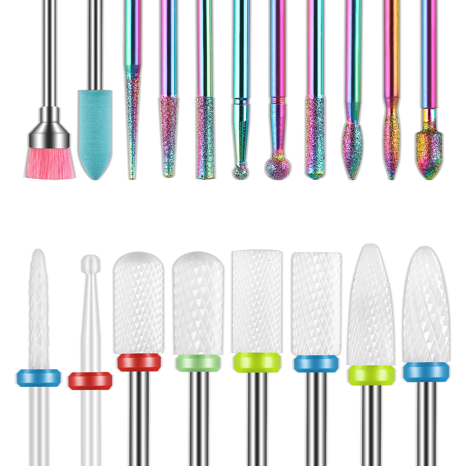 Depvko 19pcs Nail Drill Bits Sets, 3/32 Inch Cuticle Electric Nail